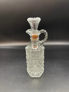 Vintage Wexford Anchor Hocking Glass Oil Vinegar Cruet Bottle with Stopper 7.5"
